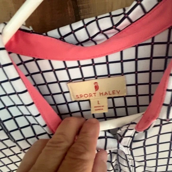 Sport Haley Golf Shirt Square Print Short Sleeves Size L - Picture 3 of 6